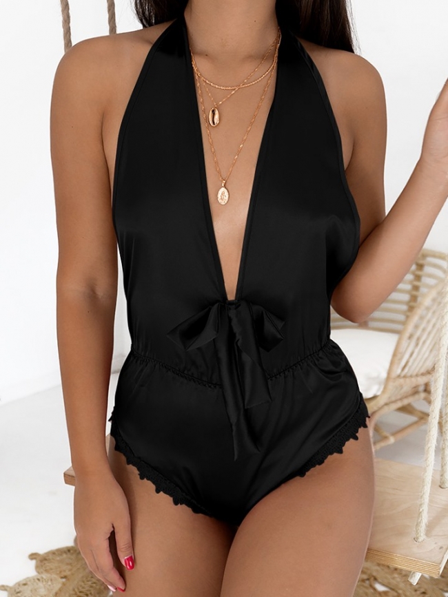 JUELLA BLACK SATIN PYJAMA BODY