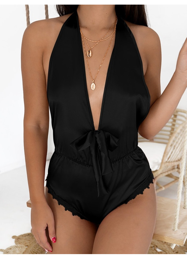 JUELLA BLACK SATIN PYJAMA BODY