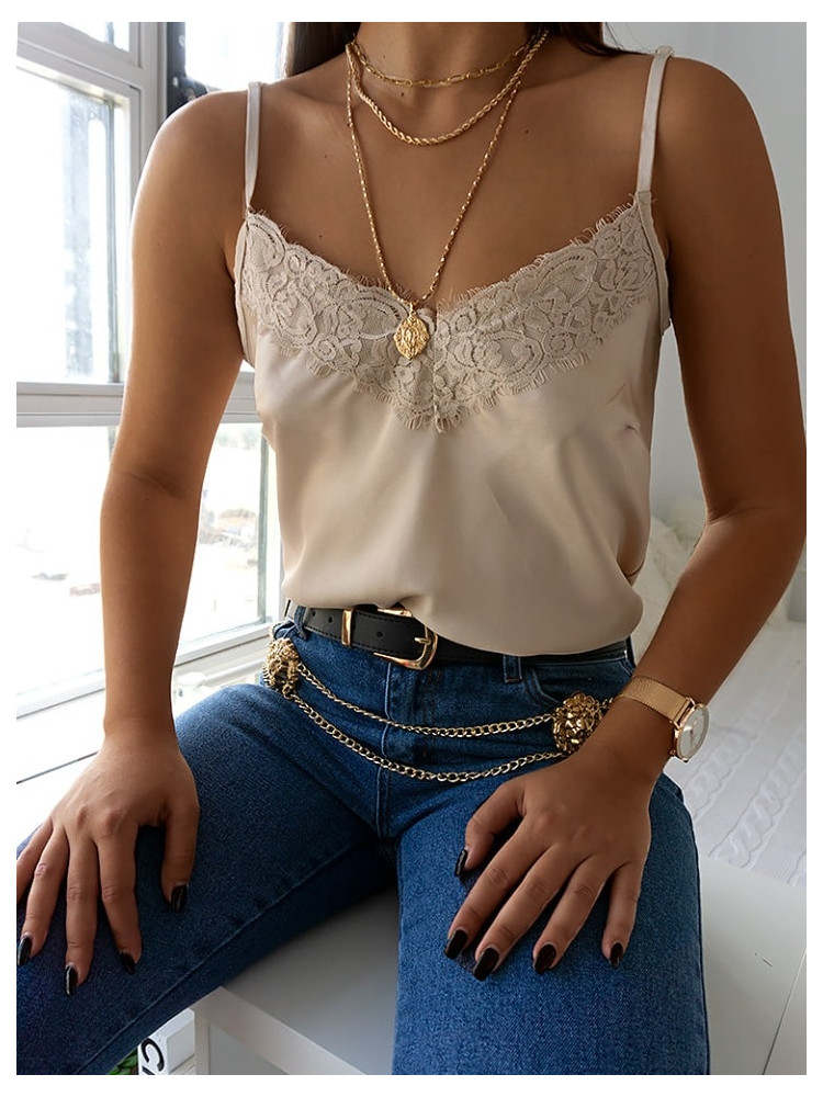 CAPUCCINO SATIN LINGERIE TOP