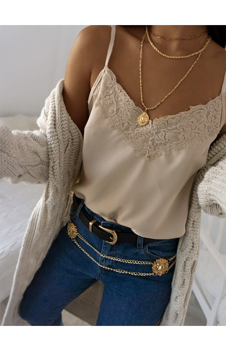 CAPUCCINO SATIN LINGERIE TOP