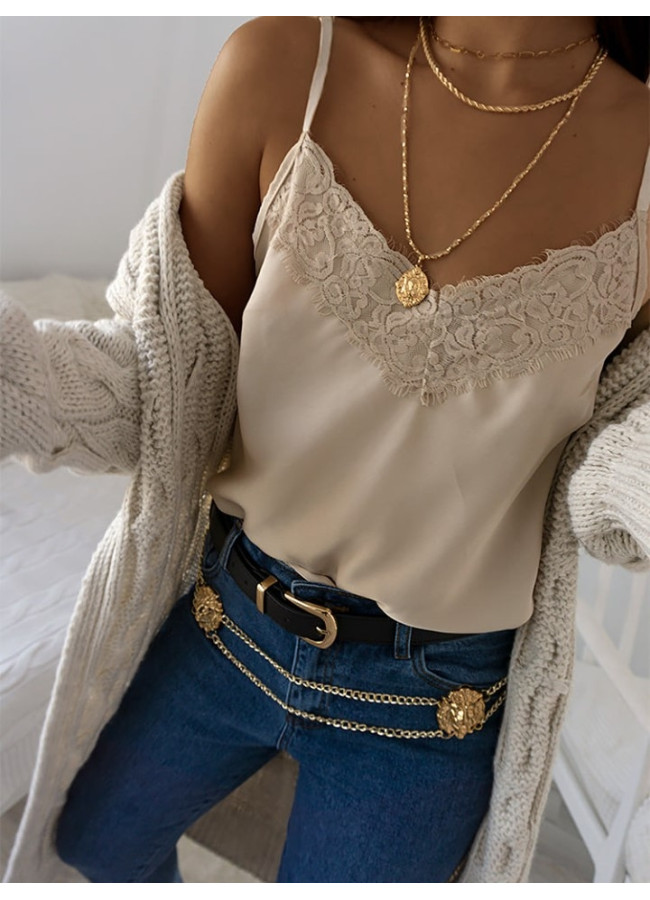 CAPUCCINO SATIN LINGERIE TOP