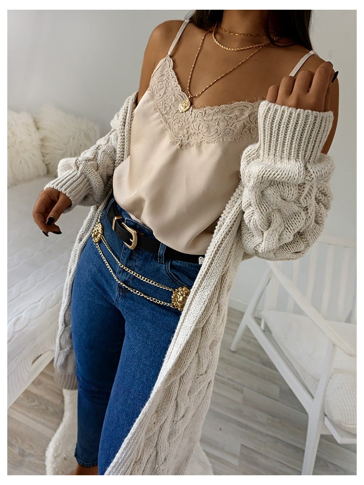 CAPUCCINO SATIN LINGERIE TOP