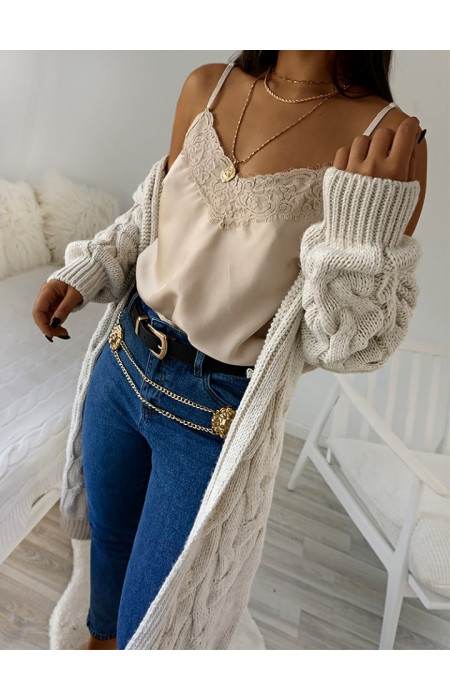CAPUCCINO SATIN LINGERIE TOP