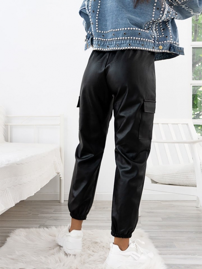 TIANA BLACK LEATHER CARGO...