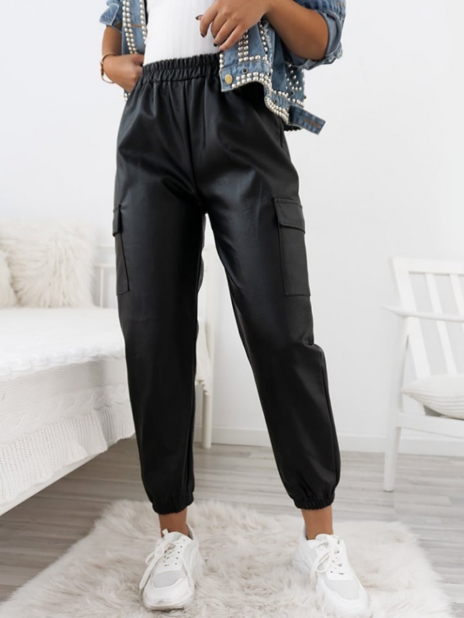 TIANA BLACK LEATHER CARGO...