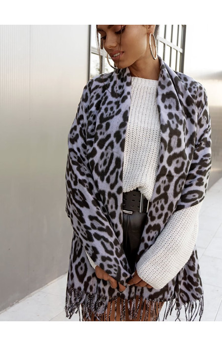 GREY LEOPARD MOHAIR SCARF