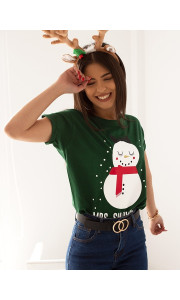 MRS. SNOWMAN GREEN T-SHIRT