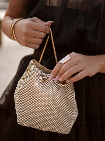 ΧΡΥΣΗ ΤΣΑΝΤΑ ΠΟΥΓΚΙ- STRASS POUCH