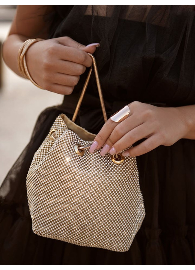 GOLD STRASS POUCH HANDBAG