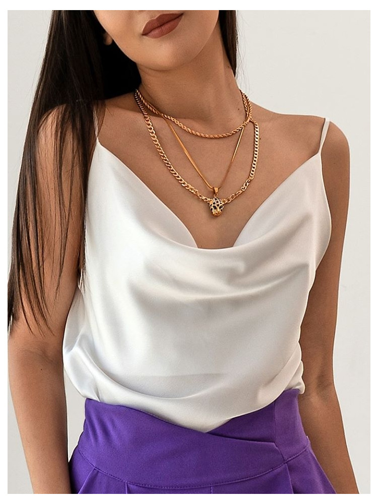 MONROE WHITE SATIN TOP