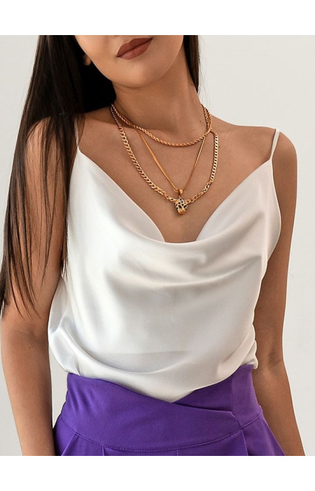 MONROE WHITE SATIN TOP