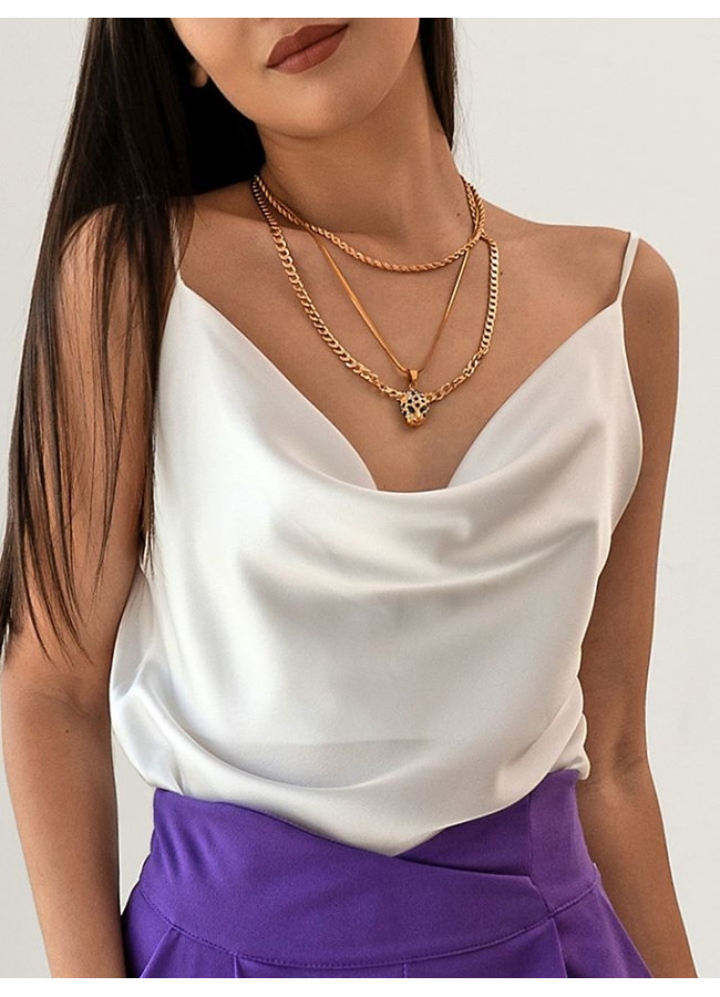 MONROE WHITE SATIN TOP