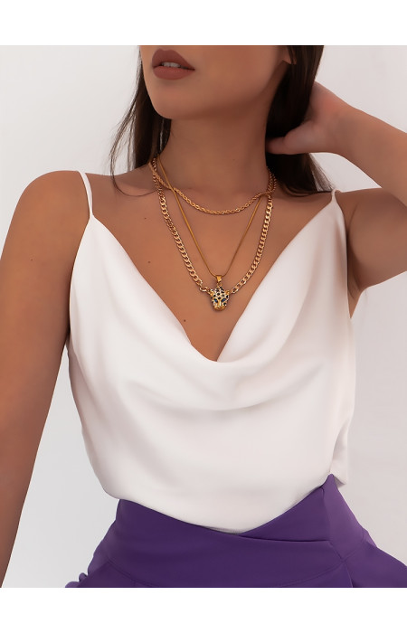 MONROE WHITE SATIN TOP
