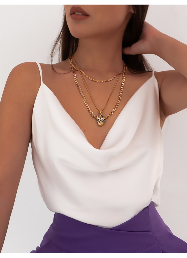 MONROE WHITE SATIN TOP