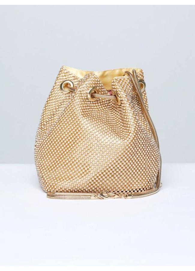 GOLD STRASS POUCH HANDBAG