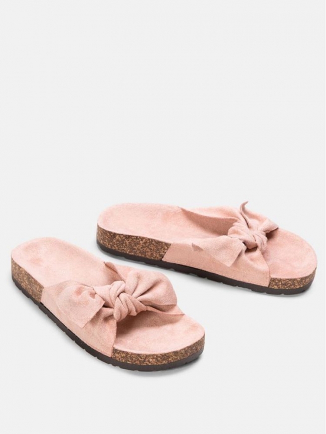 ALBA PINK SUEDE BOW SLIPPERS
