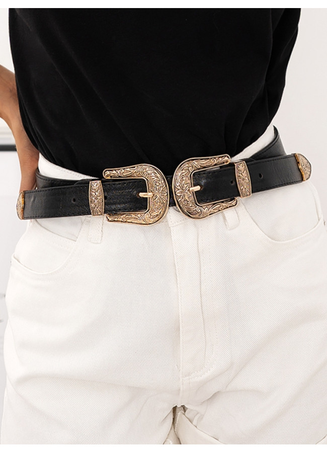 DROGO GOLD DOUBLE BUCKLE BELT
