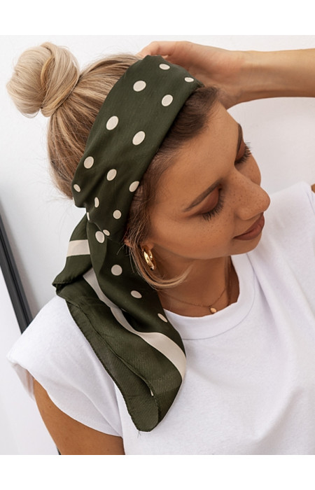 DOTS SATIN OLIVE FOULARD