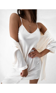 BITTER IVORY SATIN KIMONO & DRESS