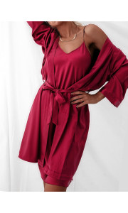 BITTER WINE SATIN KIMONO & DRESS