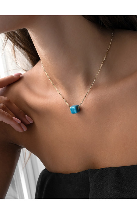 BLUE CUBE NECKLACE