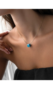 BLUE CUBE NECKLACE