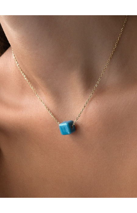 BLUE CUBE NECKLACE