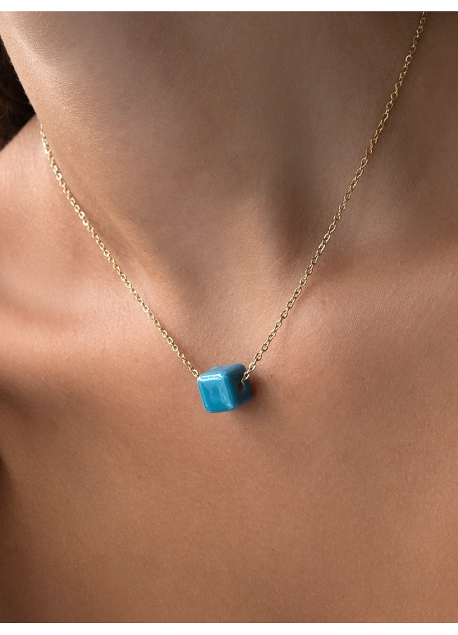 BLUE CUBE NECKLACE