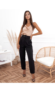 EUROPE BLACK HI WAISTED PANTS