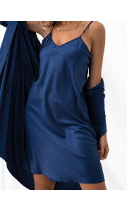 BITTER BLUE SATIN KIMONO & DRESS