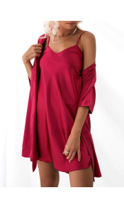 BITTER WINE SATIN KIMONO & DRESS
