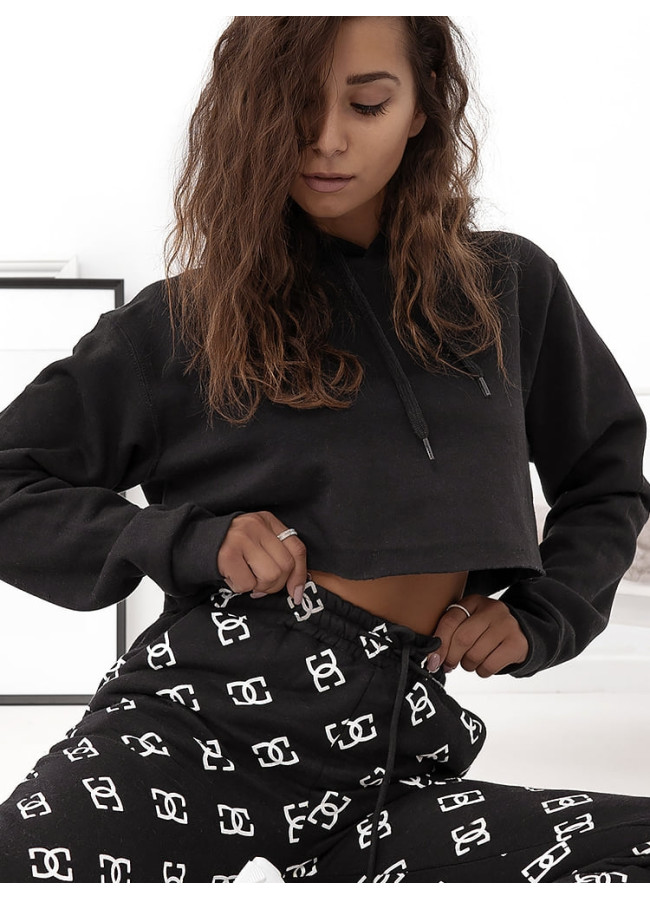 BLACK CROP HOODIE