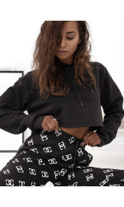 BLACK CROP HOODIE