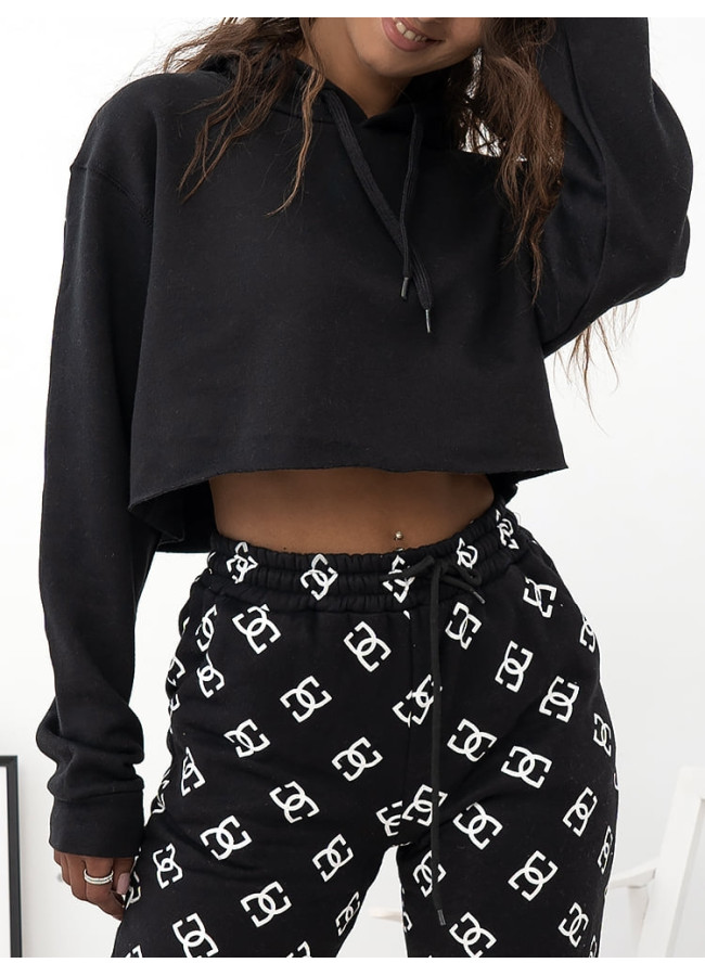 BLACK CROP HOODIE