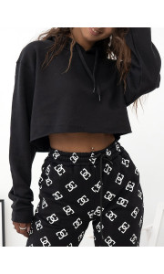 BLACK CROP HOODIE