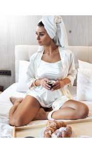 BITTER IVORY SATIN KIMONO & DRESS