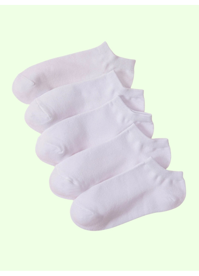 5 PACK WHITE TRAINER SOCKS