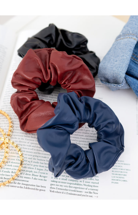 LEATHER  SCRUNCHIES CHBB