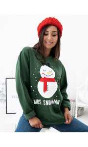 MRS. SNOWMAN GREEN SWEATER