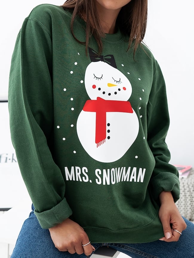 MRS. SNOWMAN GREEN SWEATER