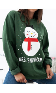 MRS. SNOWMAN GREEN SWEATER
