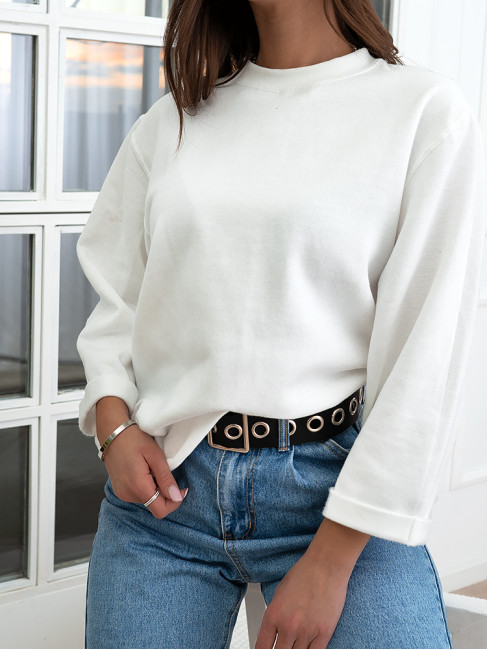 CROP SLEEVES WHITE SWEATSHIRTS