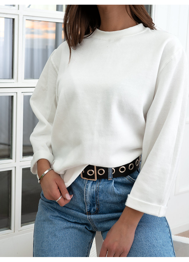 CROP SLEEVES WHITE SWEATSHIRTS