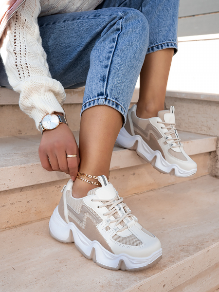PASCAL BEIGE & WHITE SNEAKERS
