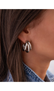 TRIPLE SILVER HOOP EARRINGS
