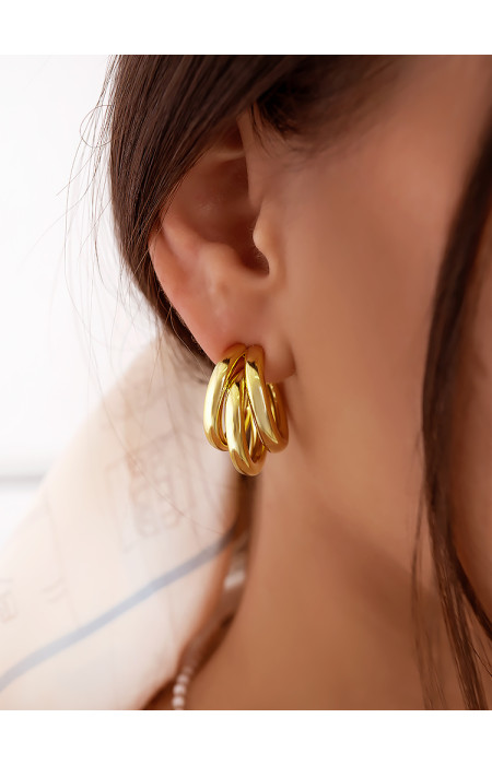 TRIPLE GOLD HOOP EARRINGS