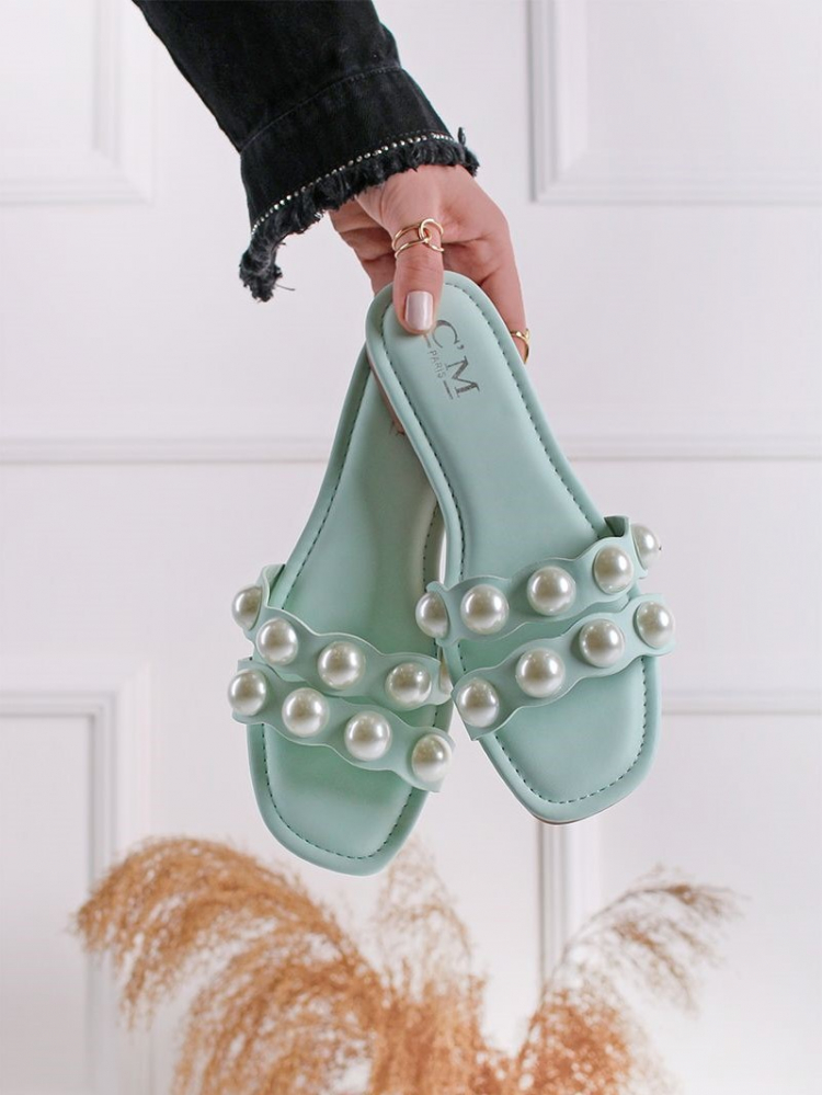 SHOES DOUBLE PEARL MINT SLIPPERS