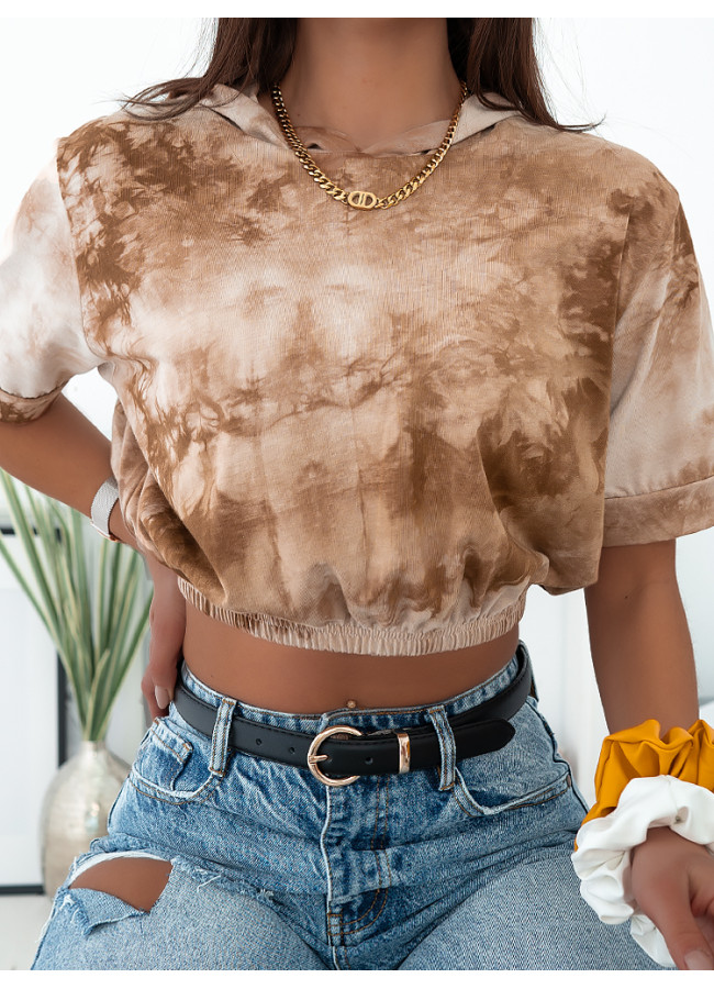 SILVIA WATERCOLOUR CAMEL BLOUSE