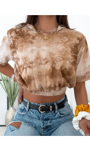 SILVIA WATERCOLOUR CAMEL BLOUSE