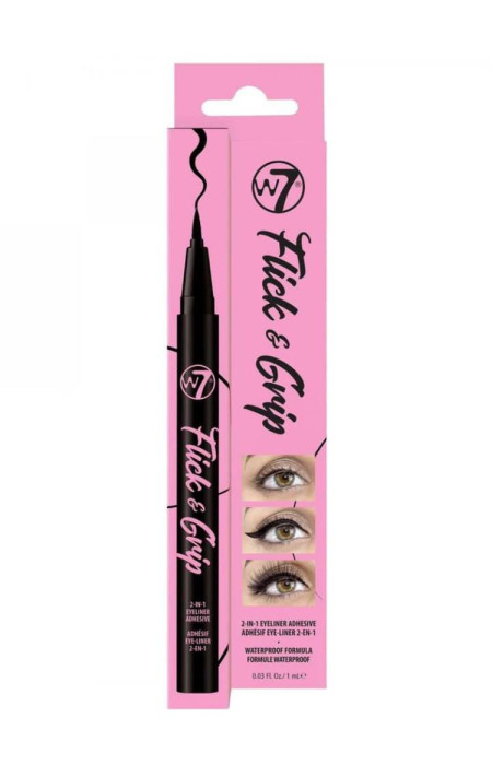 W7 FLICK & GRIP 2 IN 1 ADHESIVE EYELINER PEN